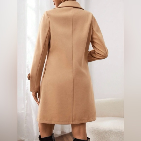 Small SHEIN Privé Lapel Neck Open Front Overcoat - Picture 2 of 3